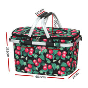 Alfresco Picnic Basket Folding Bag Hamper Insulated Storage Food Cover PICNIC-BAG-COVER-BKFR