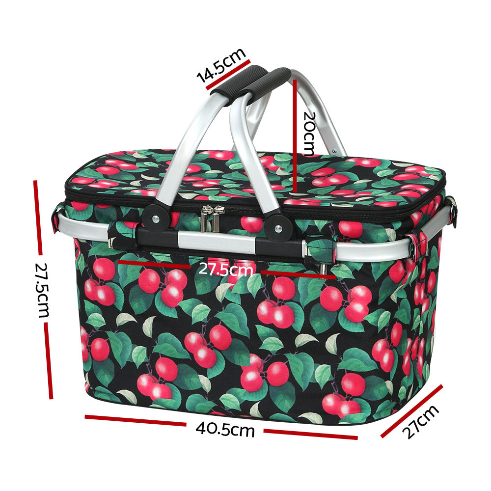 Alfresco Picnic Basket Folding Bag Hamper Insulated Storage Food Cover PICNIC-BAG-COVER-BKFR