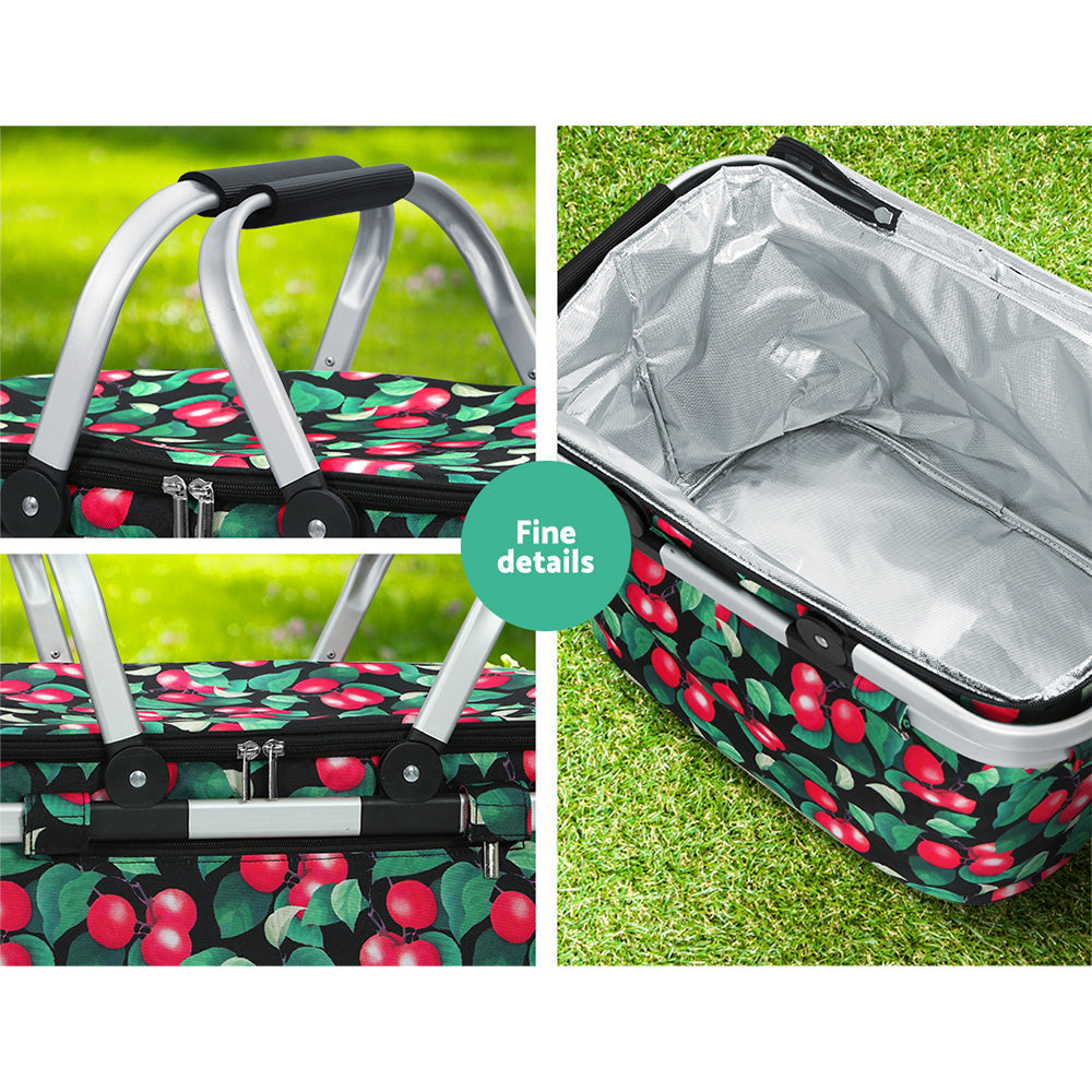 Alfresco Picnic Basket Folding Bag Hamper Insulated Storage Food Cover PICNIC-BAG-COVER-BKFR