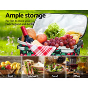 Alfresco Picnic Basket Folding Bag Hamper Insulated Storage Food Cover PICNIC-BAG-COVER-BKFR