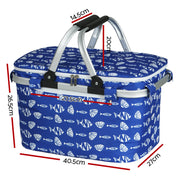 Alfresco Picnic Basket Folding Bag Hamper Food Insulated Cover Storage PICNIC-BAG-COVER-BUFS