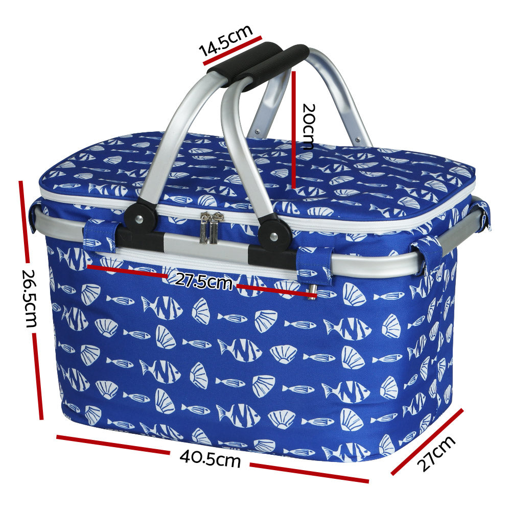 Alfresco Picnic Basket Folding Bag Hamper Food Insulated Cover Storage PICNIC-BAG-COVER-BUFS