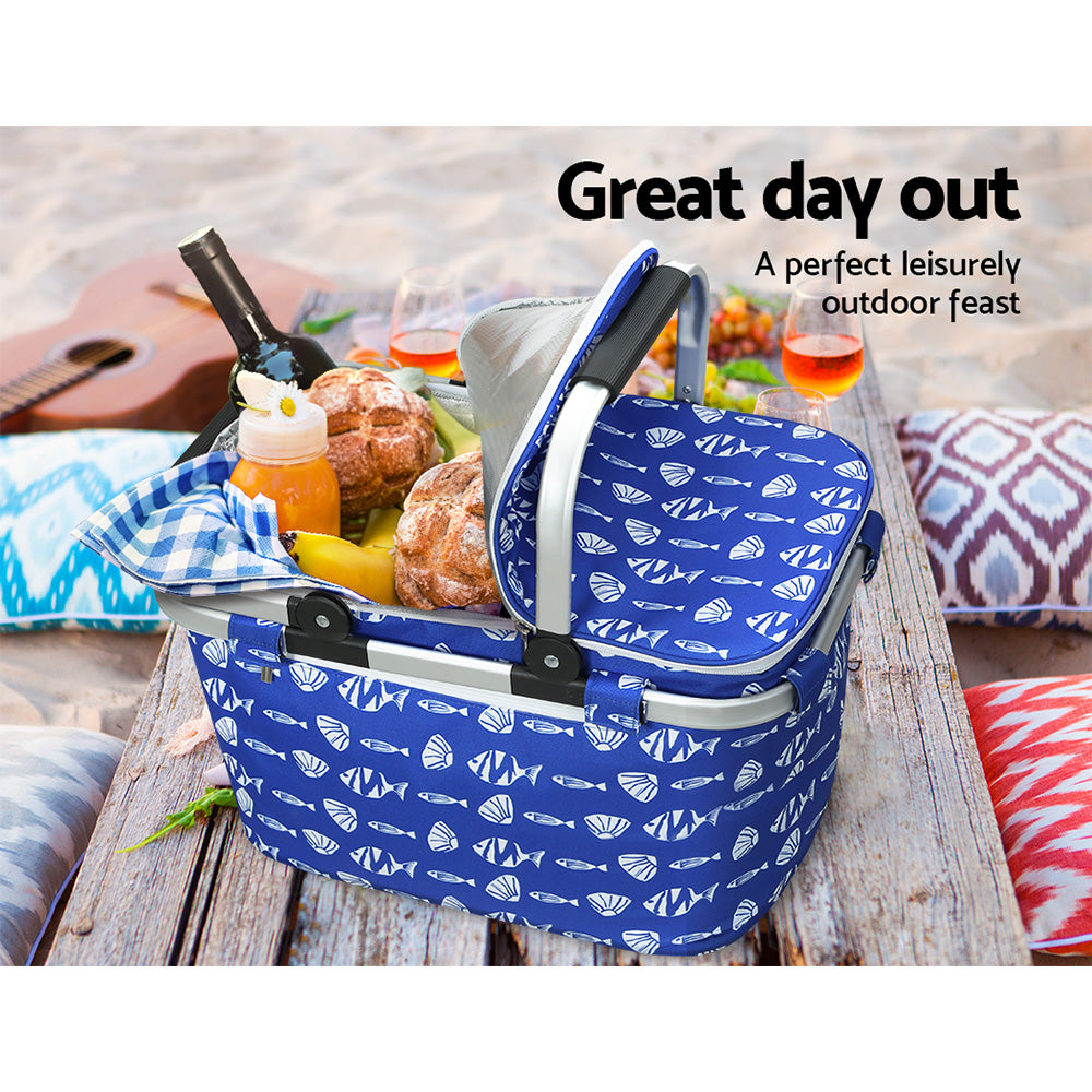 Alfresco Picnic Basket Folding Bag Hamper Food Insulated Cover Storage PICNIC-BAG-COVER-BUFS