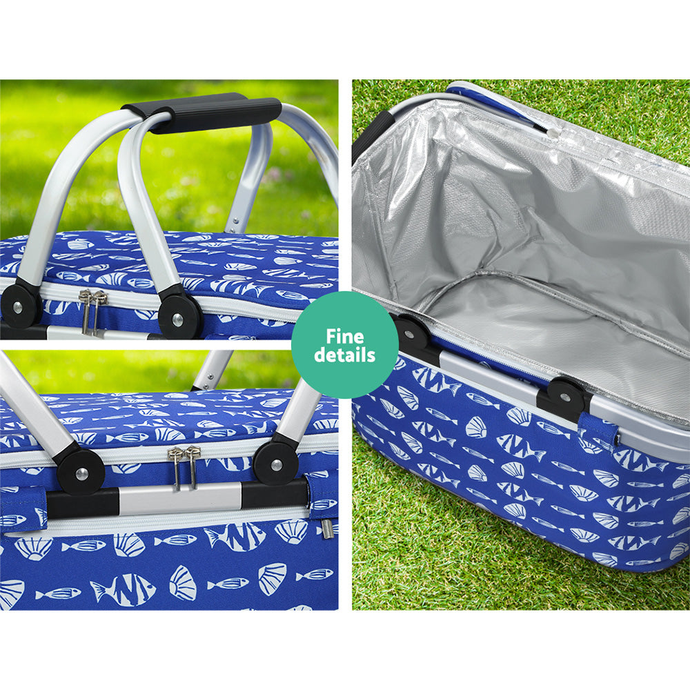 Alfresco Picnic Basket Folding Bag Hamper Food Insulated Cover Storage PICNIC-BAG-COVER-BUFS