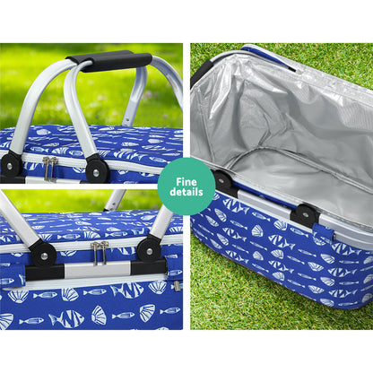 Alfresco Picnic Basket Folding Bag Hamper Food Insulated Cover Storage PICNIC-BAG-COVER-BUFS