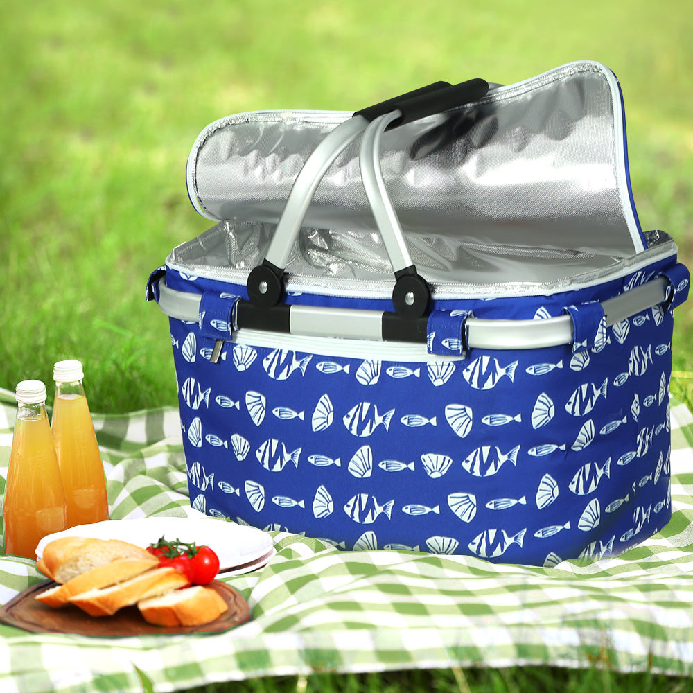 Alfresco Picnic Basket Folding Bag Hamper Food Insulated Cover Storage PICNIC-BAG-COVER-BUFS