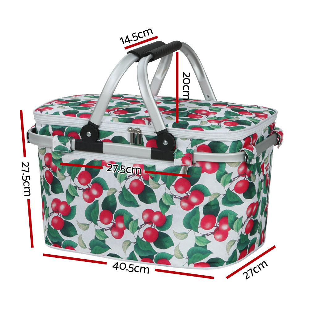 Alfresco Picnic Basket Folding Bag Hamper Insulated Food Cover Storage PICNIC-BAG-COVER-WHFR