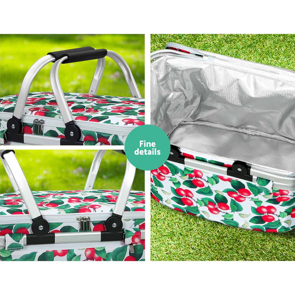 Alfresco Picnic Basket Folding Bag Hamper Insulated Food Cover Storage PICNIC-BAG-COVER-WHFR