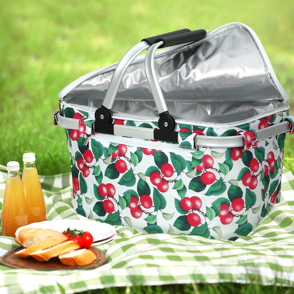 Alfresco Picnic Basket Folding Bag Hamper Insulated Food Cover Storage PICNIC-BAG-COVER-WHFR