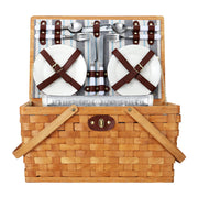 Alfresco 4 Person Picnic Basket Set Wooden Blanket Cooler Bag Outdoor Insulated PICNIC-WOOD-4PPL-COOLER