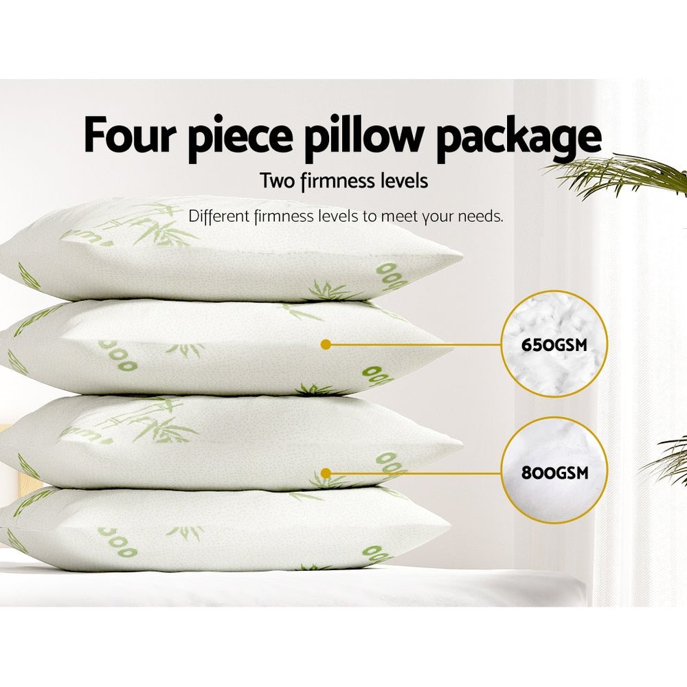 Giselle Bedding 4 Pack Bamboo Pillow Family Hotel PILLOW-BAM-2M2F