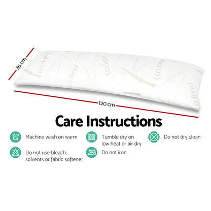 Giselle Bedding Body Support Pillow Bamboo Cover PILLOW-BODY-WH