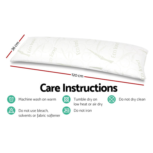 Giselle Bedding Body Support Pillow Bamboo Cover PILLOW-BODY-WH