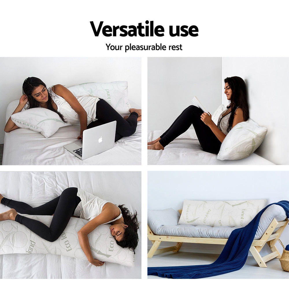 Giselle Bedding Body Support Pillow Bamboo Cover PILLOW-BODY-WH