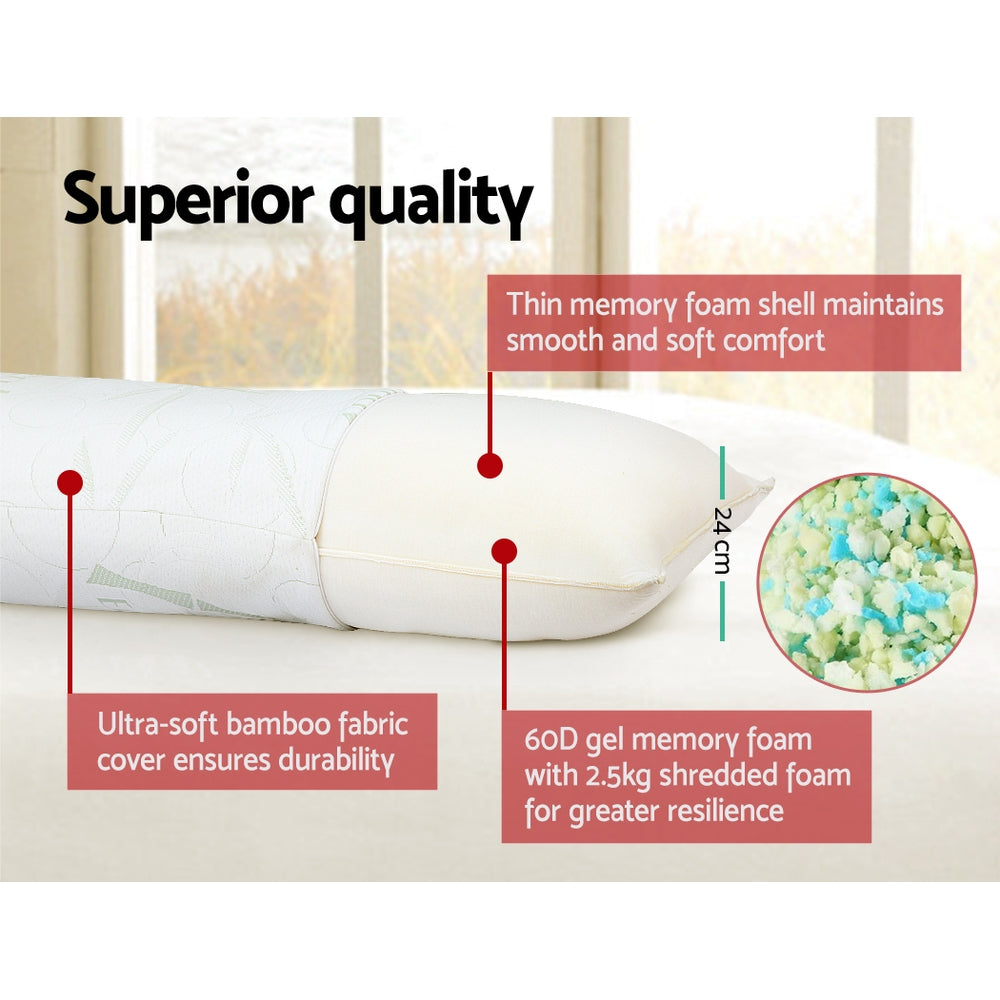 Giselle Bedding Body Support Pillow Bamboo Cover PILLOW-BODY-WH