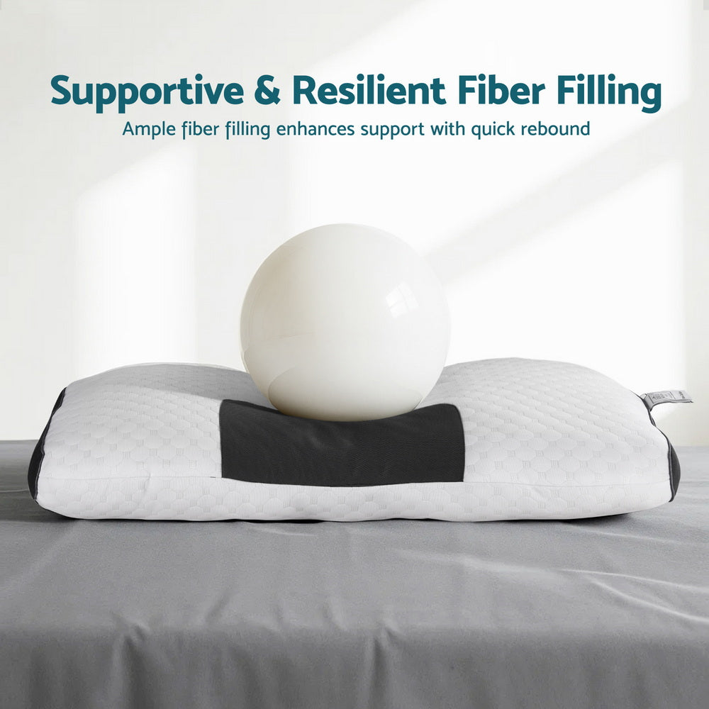 Giselle Bedding Contour Pillow Ergonomic Neck Pillow 48X73CM PILLOW-CON-MICRO-WH