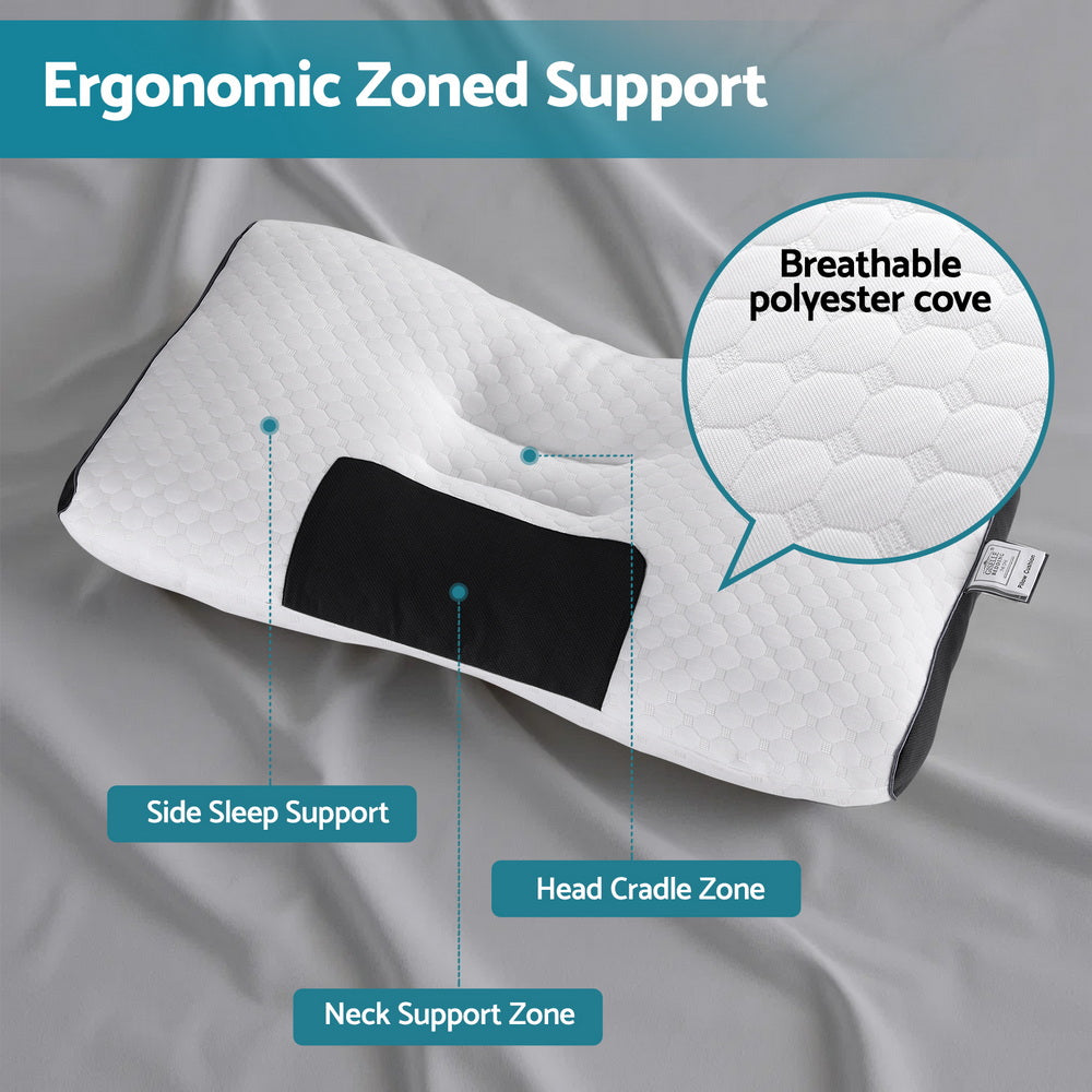Giselle Bedding Contour Pillow Ergonomic Neck Pillow 48X73CM PILLOW-CON-MICRO-WH