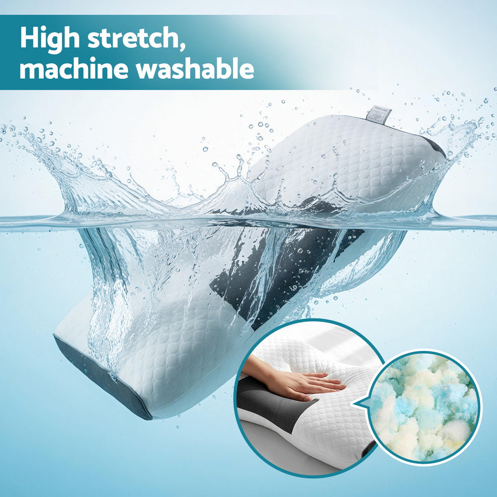 Giselle Bedding Contour Pillow Ergonomic Neck Pillow 48X73CM PILLOW-CON-MICRO-WH