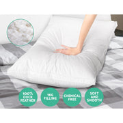 Giselle Bedding Duck Feather Down Pillow Luxury Twin Pack PILLOW-DFD-WALLX2