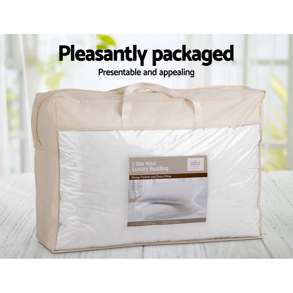Giselle Bedding Goose Feather Down Pillow Twin Pack PILLOW-GOOSE-X2