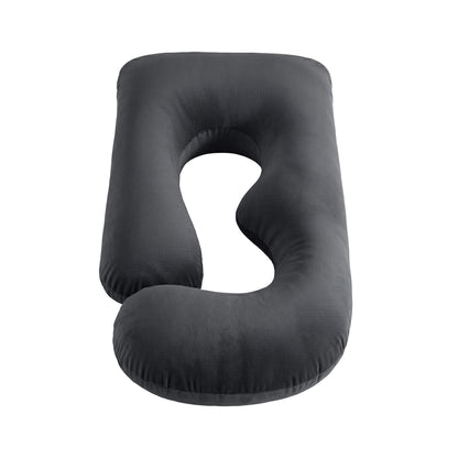 Giselle Bedding Pregnancy Pillow G-Shaped Full Body Pillow for Back and Belly Support Maternity Pillow with Removable Cover, Dark Grey 135x70 cm