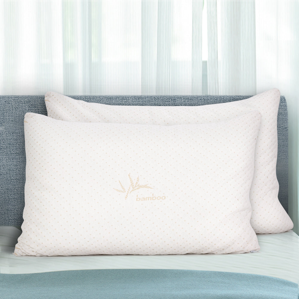 Giselle Bedding Memory Foam Pillow Bamboo Cover Twin Pack PILLOW-MEFO-BAM-S