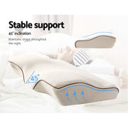 Giselle Memory Foam Pillow Neck Cervical Butterfly Ergonomic Support White PILLOW-MEFO-BTFL-BG