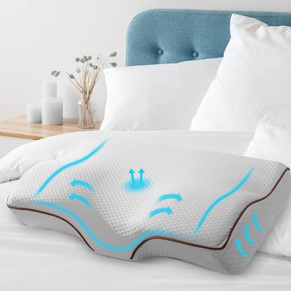 Giselle Memory Foam Pillow Neck Cervical Butterfly Ergonomic Support Grey PILLOW-MEFO-BTFL-GY