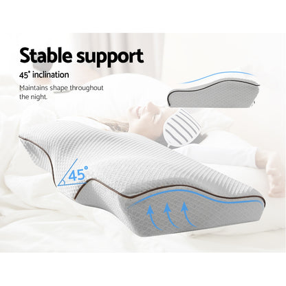 Giselle Memory Foam Pillow Neck Cervical Butterfly Ergonomic Support Grey PILLOW-MEFO-BTFL-GY