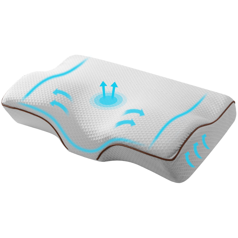 Giselle Memory Foam Pillow Neck Cervical Butterfly Ergonomic Support Grey PILLOW-MEFO-BTFL-GY
