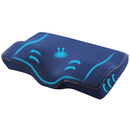 Giselle Memory Foam Pillow Neck Cervical Butterfly Ergonomic Support Navy PILLOW-MEFO-BTFL-NY