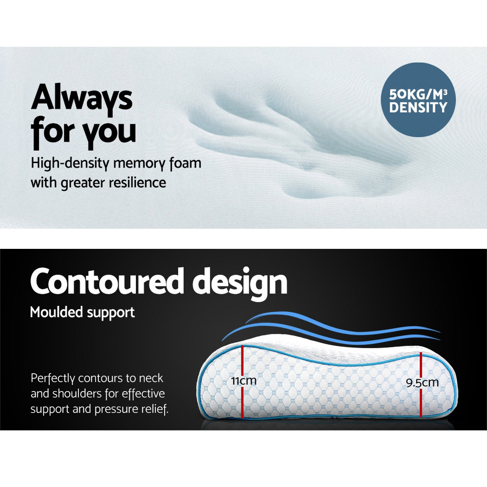 Giselle Bedding Memory Foam Contour Pillow Cool Gel PILLOW-MEFO-COOL-WH