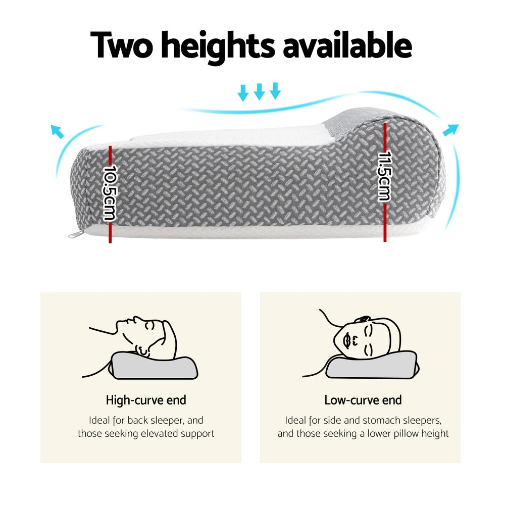 Giselle Contour Pillow Memory Foam PILLOW-MEFO-EG-GY-WH