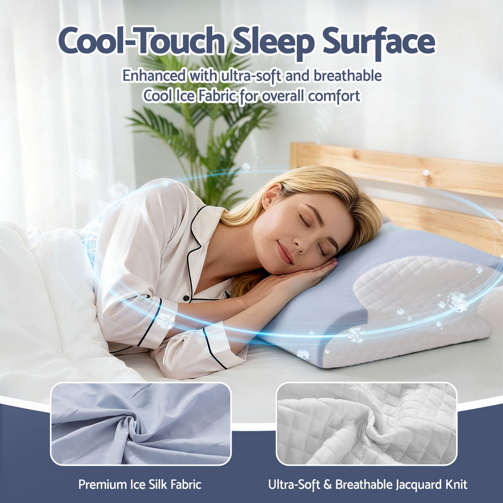 Giselle Bedding Memory Foam Pillow Ergonomic Contour PILLOW-MEFO-ERG-WH