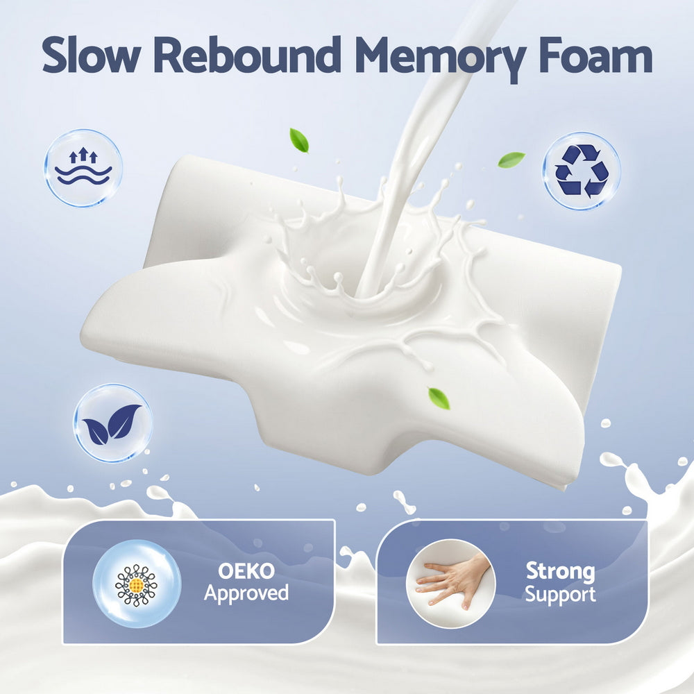 Giselle Bedding Memory Foam Pillow Ergonomic Contour PILLOW-MEFO-ERG-WH