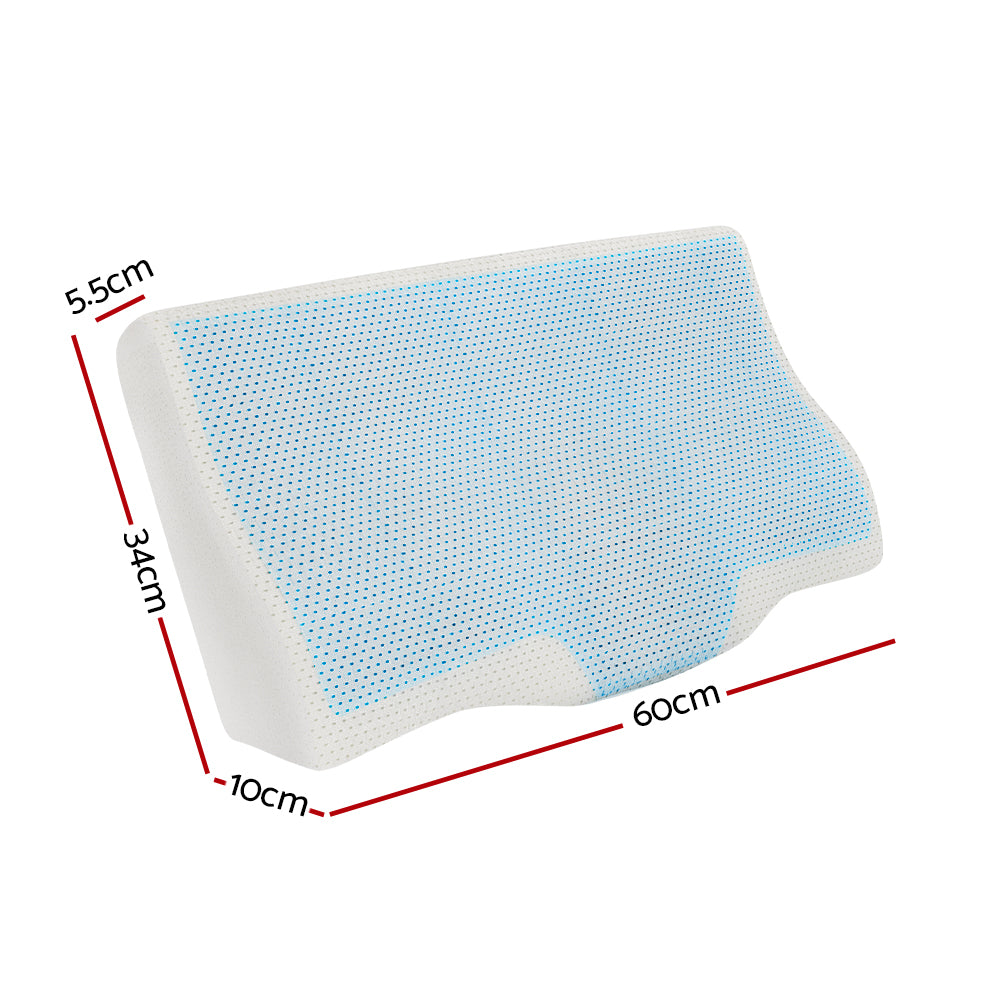 Giselle Cervical Pillow Memory Foam Contour Pillow Neck Support Cool Gel PILLOW-MEFO-GEL-BTFL
