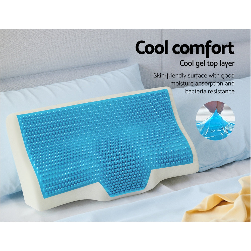 Giselle Cervical Pillow Memory Foam Contour Pillow Neck Support Cool Gel PILLOW-MEFO-GEL-BTFL