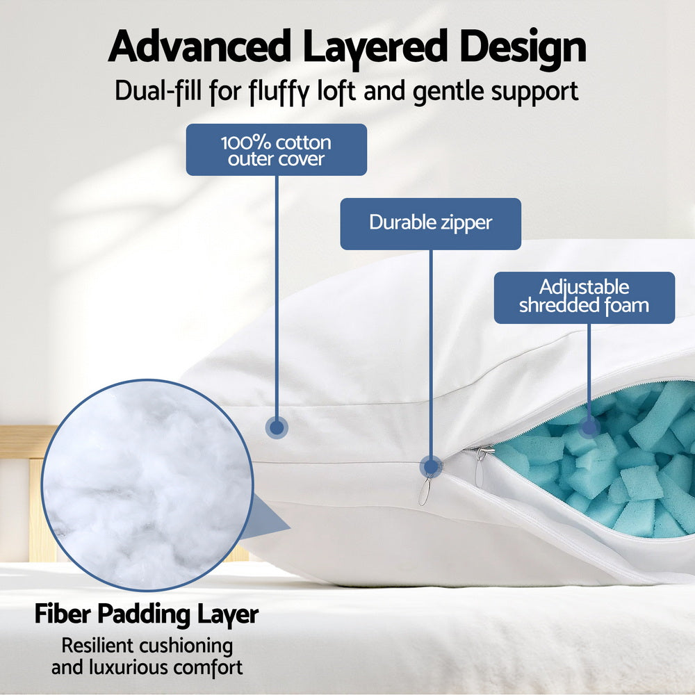Giselle Bedding Shredded Memory Foam Pillow Adjustable Loft PILLOW-MEFO-SHEDX2