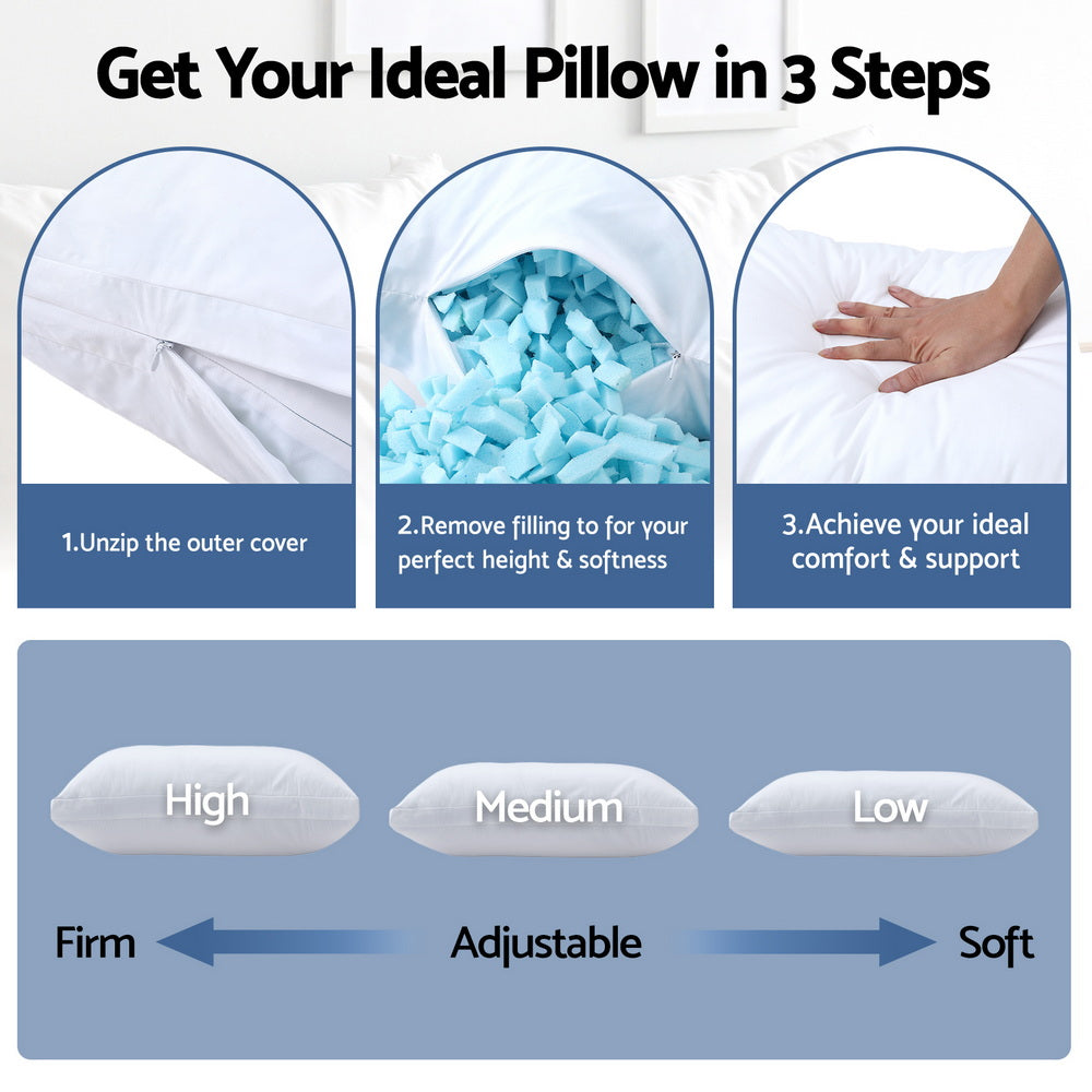 Giselle Bedding Shredded Memory Foam Pillow Adjustable Loft PILLOW-MEFO-SHEDX2
