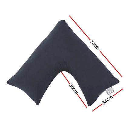 Giselle V Shape Pillow Boomerang Nursing Body Cushion Grey PILLOW-MICRO-V-GY