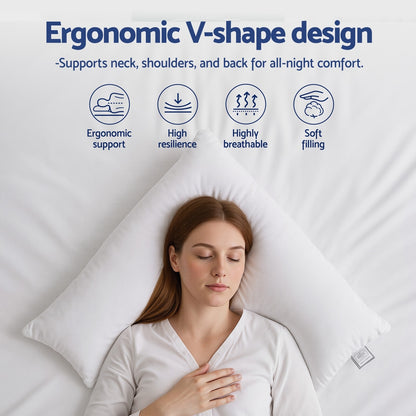 Giselle V Shape Pillow Boomerang Nursing Body Cushion PILLOW-MICRO-V-WH