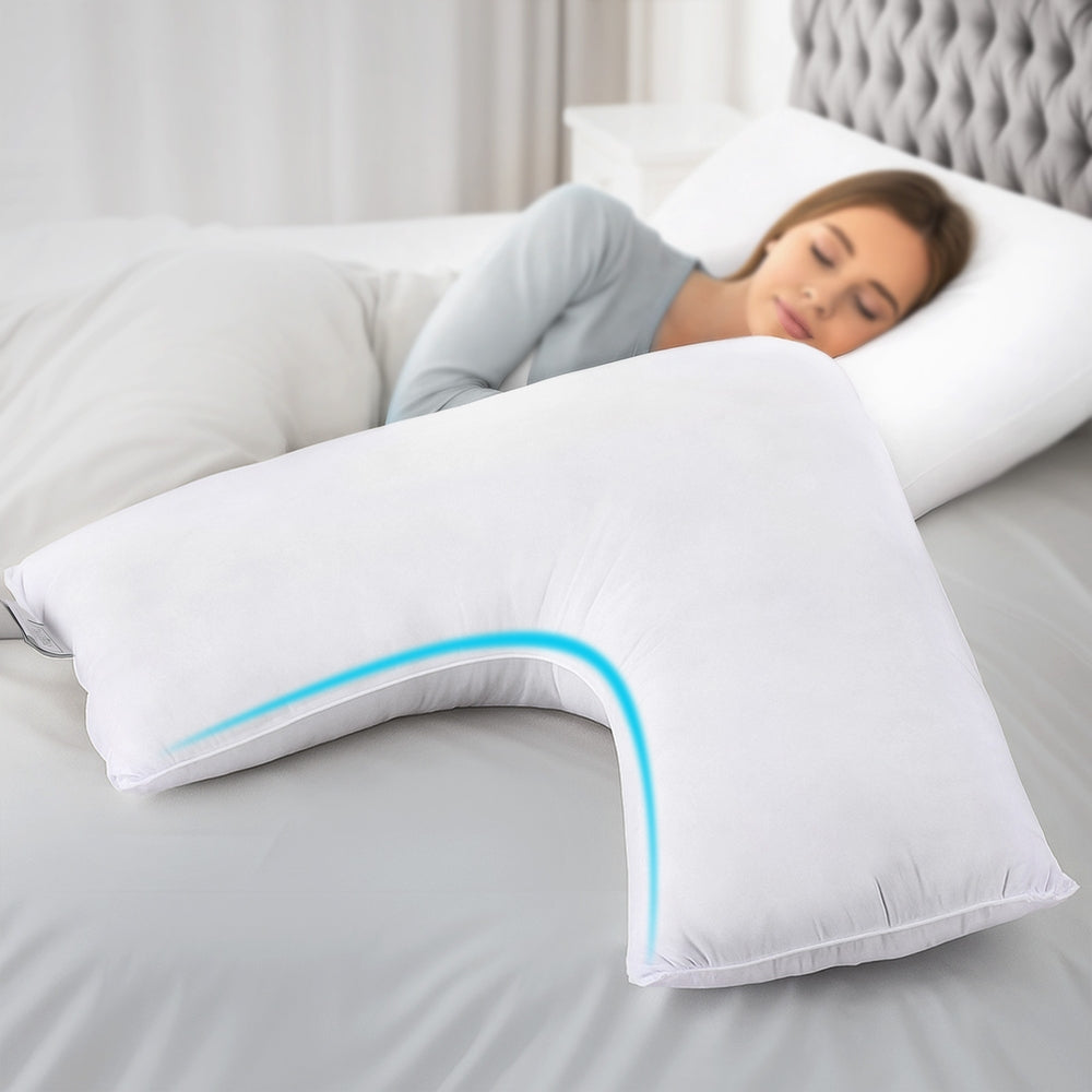 Giselle V Shape Pillow Boomerang Nursing Body Cushion PILLOW-MICRO-V-WH