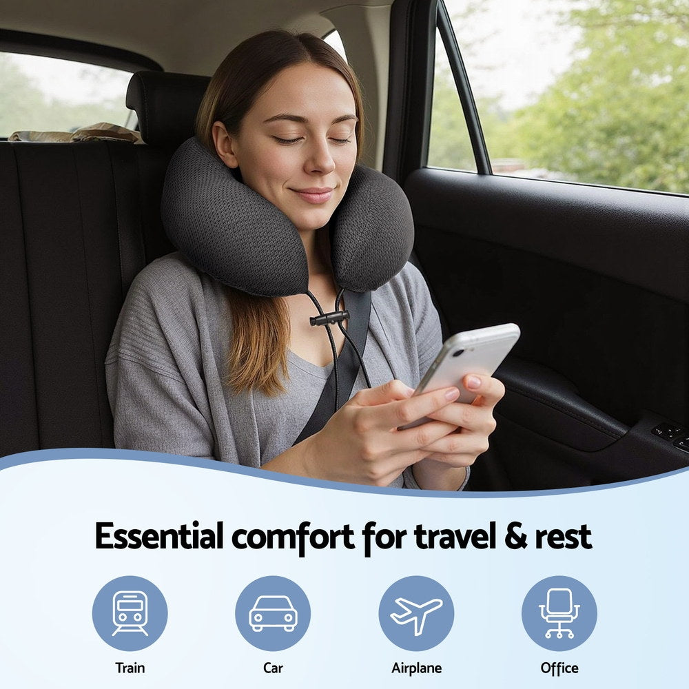 Giselle Bedding Travel Neck Pillow U-Shape Support Memory Foam Plane Car Cushion PILLOW-NECK-BK