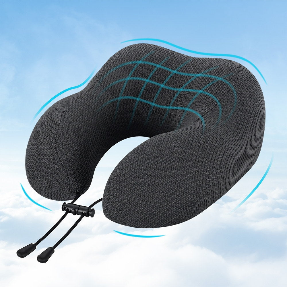 Giselle Bedding Travel Neck Pillow U-Shape Support Memory Foam Plane Car Cushion PILLOW-NECK-BK