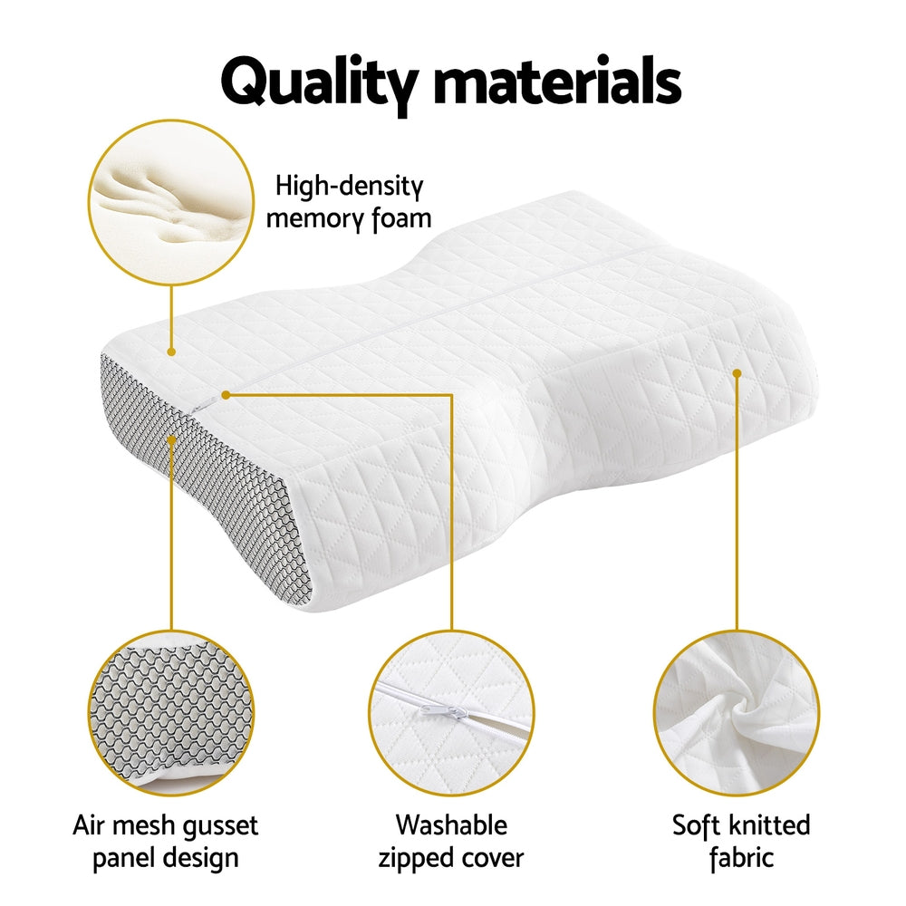 Giselle Memory Foam Pillow Contour Neck PILLOW-PU05-WH