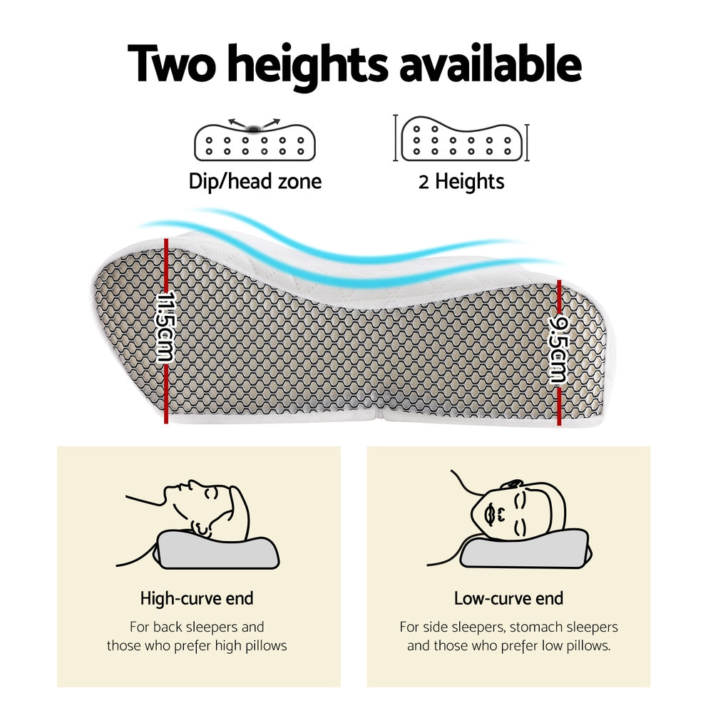 Giselle Memory Foam Pillow Contour Neck PILLOW-PU05-WH