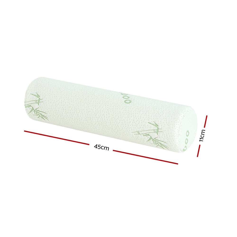 Giselle Bedding Memory Foam Neck Roll Pillow Bamboo Cover PILLOW-ROLL-WH
