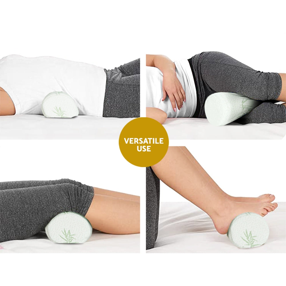 Giselle Bedding Memory Foam Neck Roll Pillow Bamboo Cover PILLOW-ROLL-WH