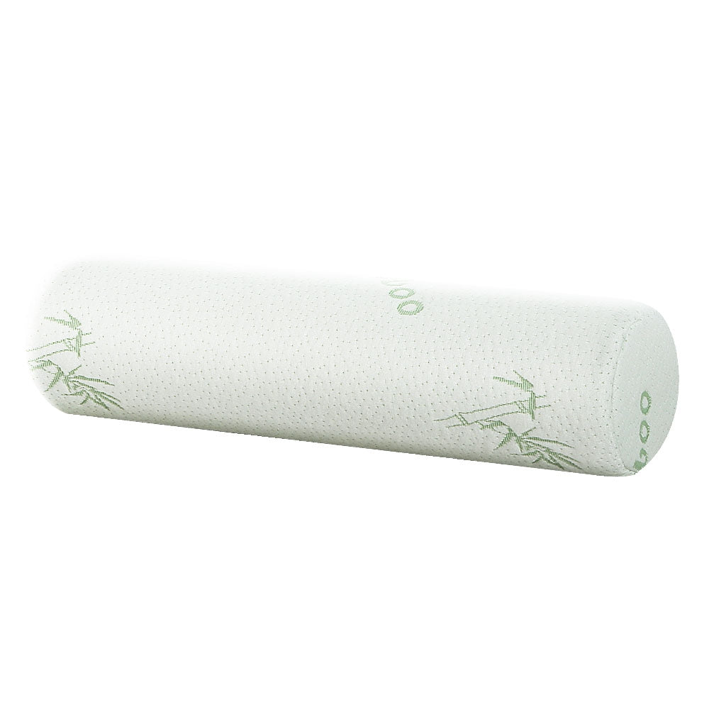 Giselle Bedding Memory Foam Neck Roll Pillow Bamboo Cover PILLOW-ROLL-WH
