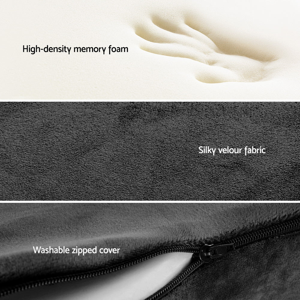 Giselle Bedding Seat Cushion Memory Foam Pillow Back Pain Relief Chair Pad Black PILLOW-SEAT-BK
